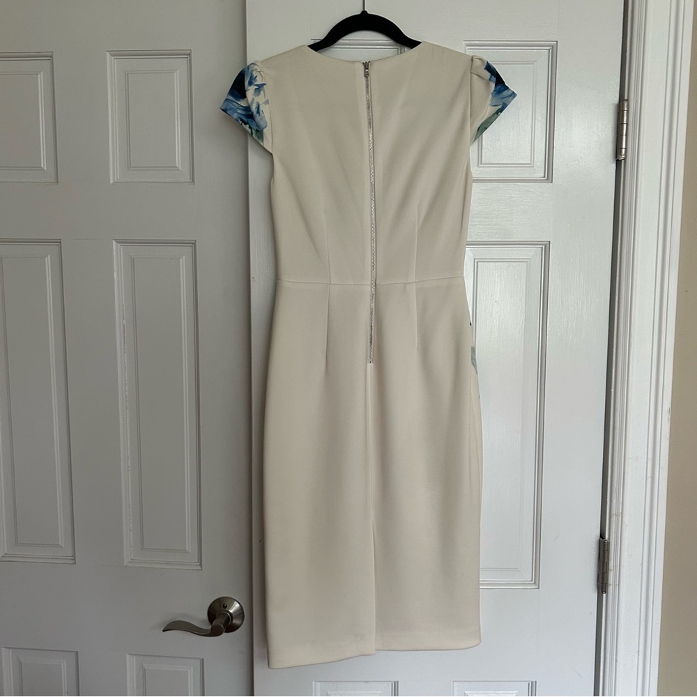 Betsey Johnson Cream Midi Cap Sleeve Dress - Size 0 - Picture 5 of 9